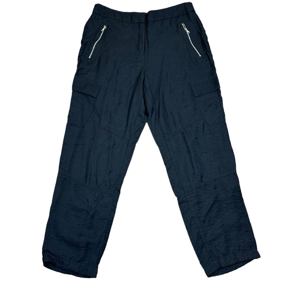 DKNY Rayon Nylon Blend Cargo Ankle Pants Black Size 12